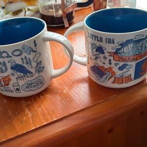 Starbucks being there series Blue and White Illustrated Mugs